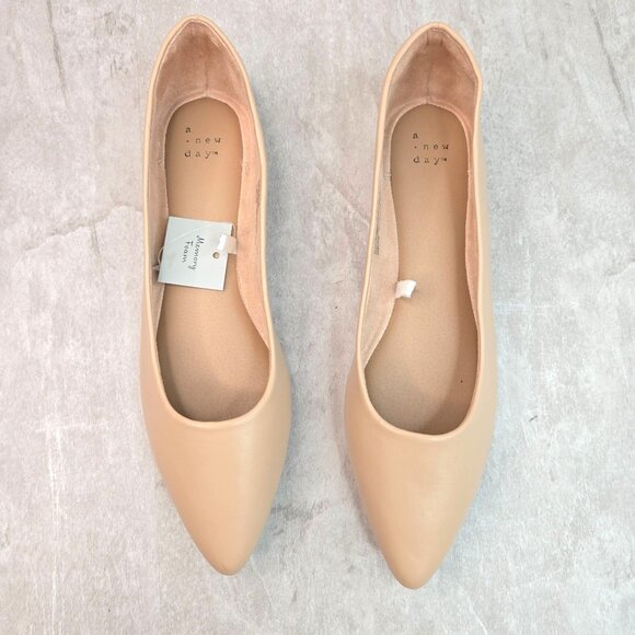Minimalist Ballet Flats Size 11 Tan Pointed Toe Comfort Dressy Ballerina Shoes - Picture 2 of 11